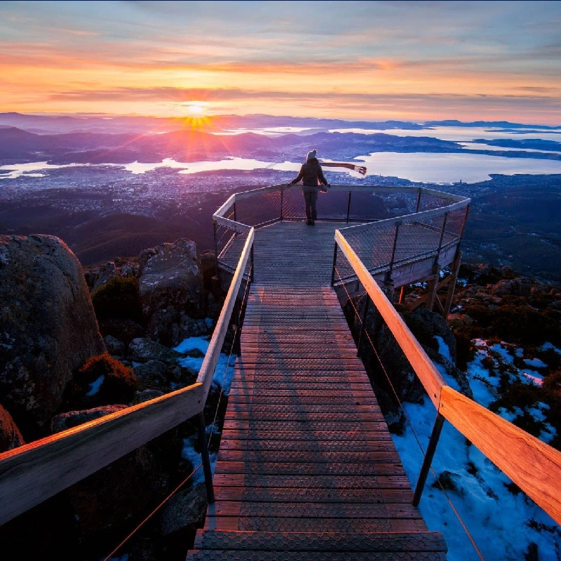 Hobart waterfront and Mount Wellington in Tasmania Australia